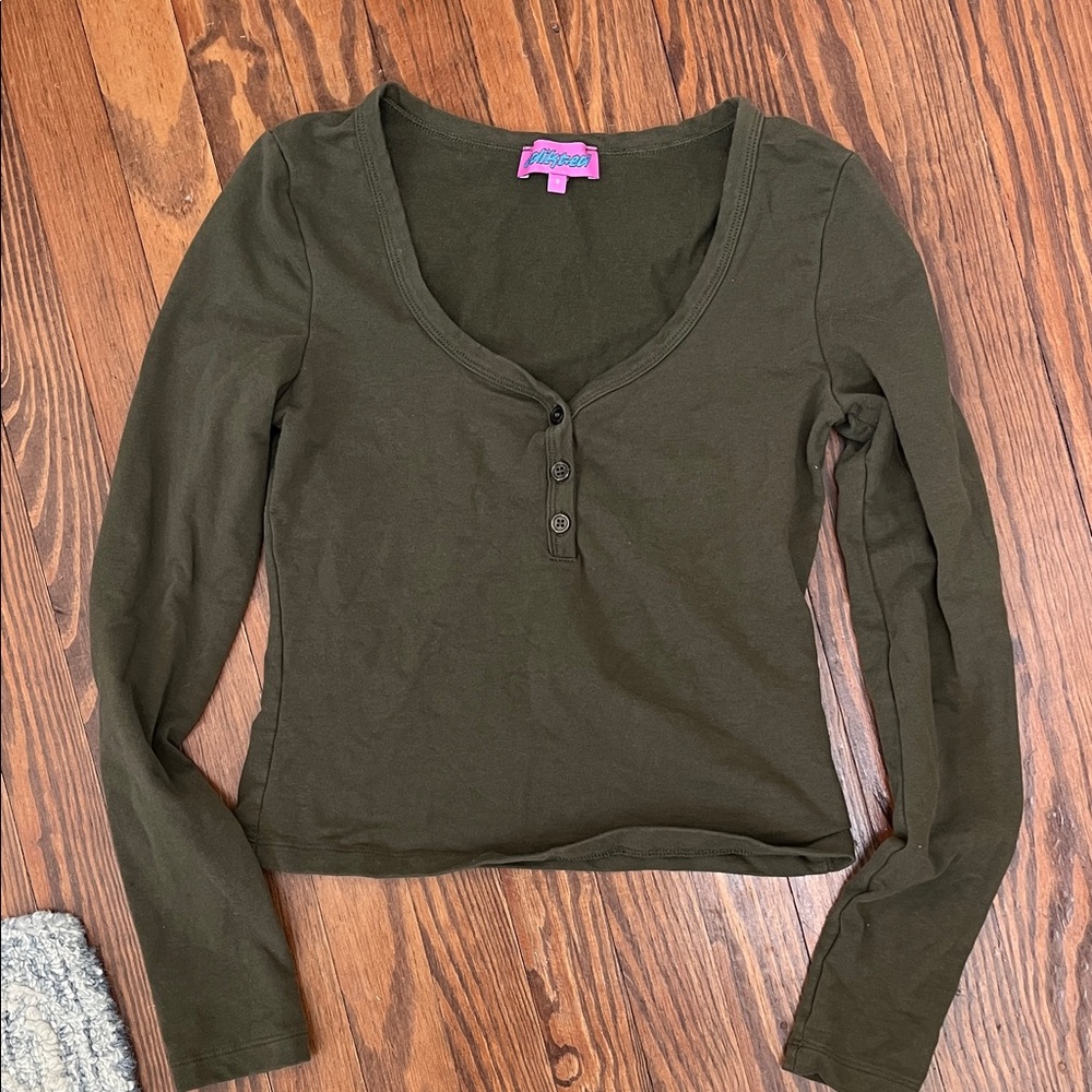 Edikted Dark Green Long Sleeve Top